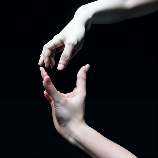 An ancient greek philosopher’s hand reaching out to touch a cascade of digital data streams.